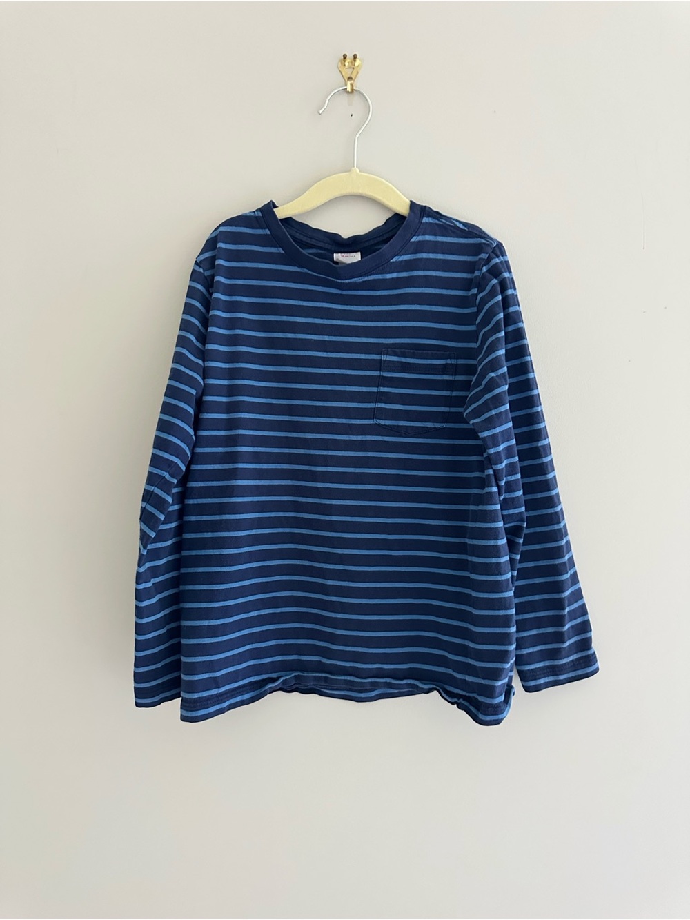 Hanna Andersson Boys Striped Long Sleeve Pocket T-Shirt, Size 8 / 130 cm
